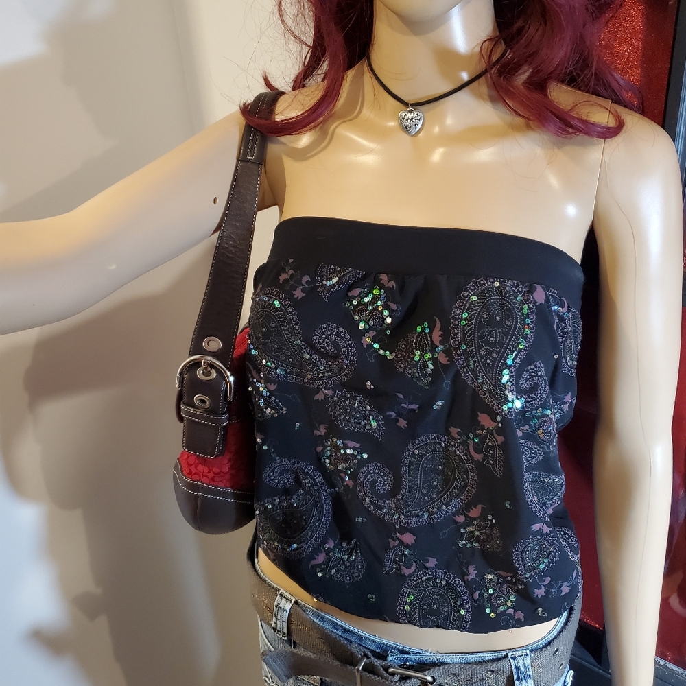 Sirens Y2K Paisley w Glitter Tube Top